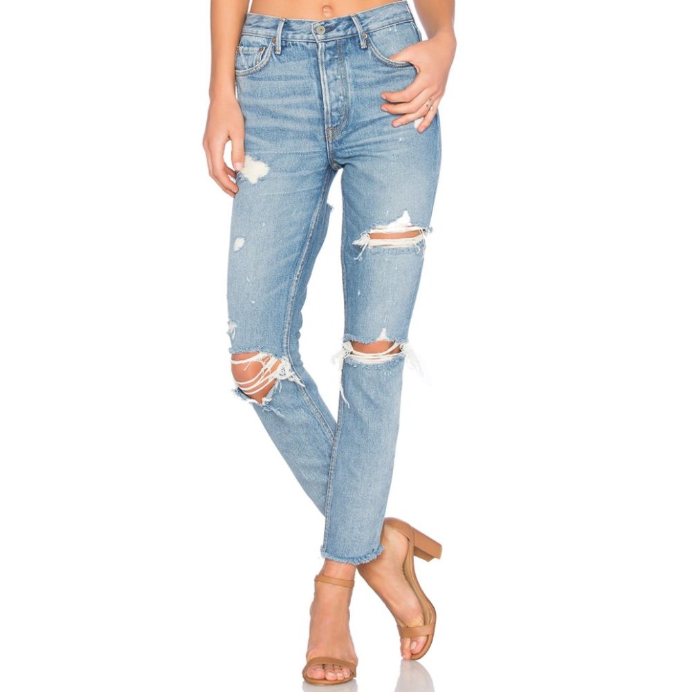 NWT Grlfrnd Karolina High-Rise Jean w Butt Slit